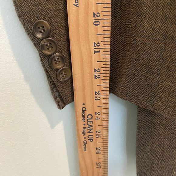 Ralph Lauren LRL Suit Jacket 46S Brown 100% Wool Blazer Sports Coat Herringbone - Picture 12 of 16